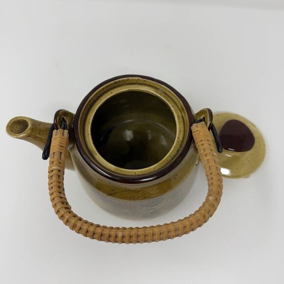 Vintage Teapot Japanese Folk Otagiri Style With Braided Handle Cottage Core - Picture 4 of 5